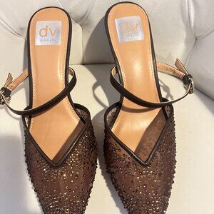 Dolce Vita Sequined Brown MidFoot Strap Size 8 & 8.5